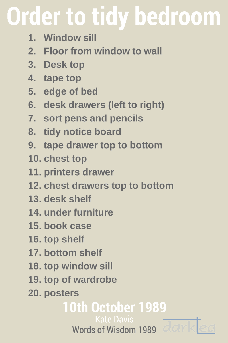 List of things need to do to have a tidy bedroom