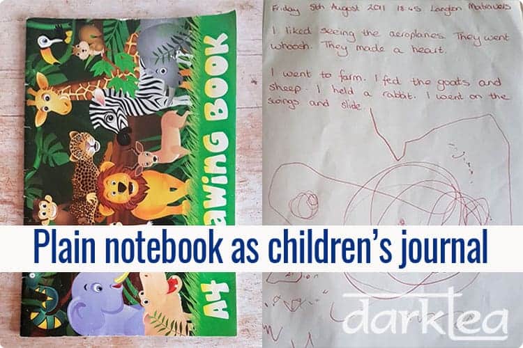 Using a plain notebook as a journal for children