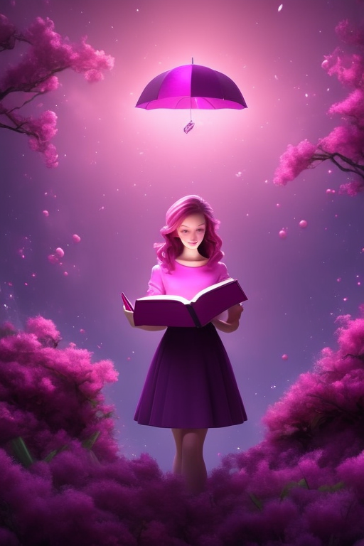 graphic of a woman reading a book with an umbrella floating above her holding an idea