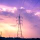 electricity pylon at sunset