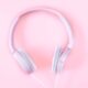 pink headphones against a pink background